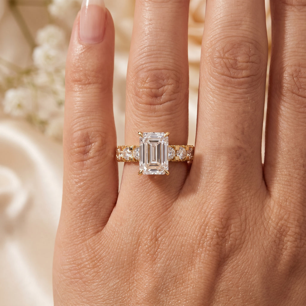The Imperial Glow Emerald Cut Diamond Hidden Halo Ring