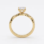 Princess Cut Crossover Pavé Side Stone Engagement Ring