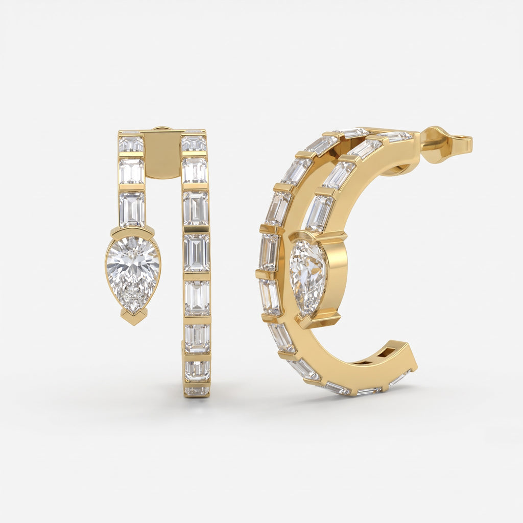 Celestia Luxe Baguette & Pear Diamond Fashion Earrings