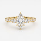 Luxury Celestia Marquise Diamond Side Stone Ring