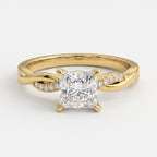 Princess Cut Crossover Pavé Side Stone Engagement Ring