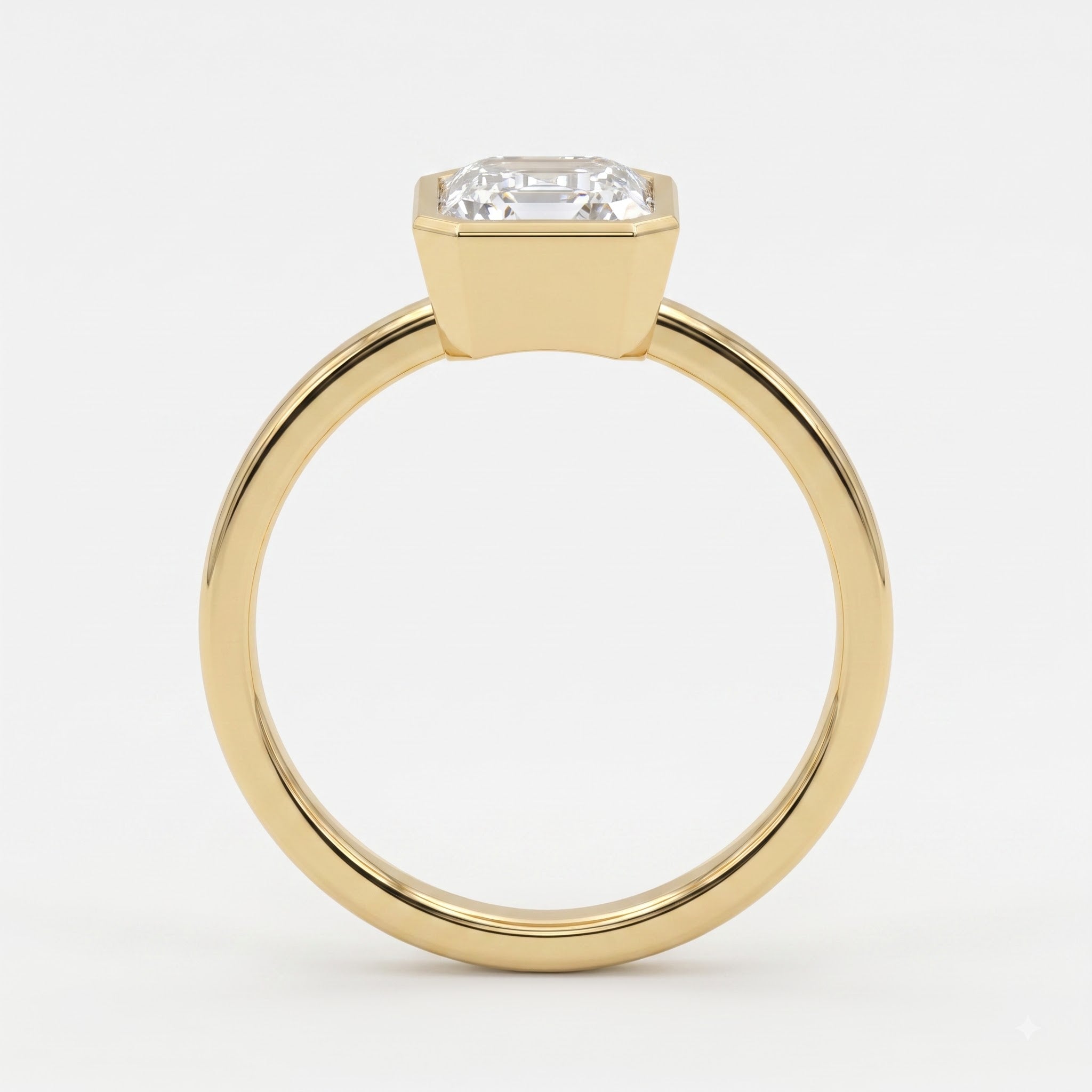 The Valenne Asscher Diamond Bezal Setting Solitaire Ring