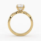 Round Brilliant Twisted Split-Shank Pavé Side Stone Engagement Ring