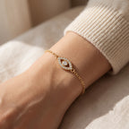 Luxe Radiance Evil Eye Round Diamond Chain Bracelet