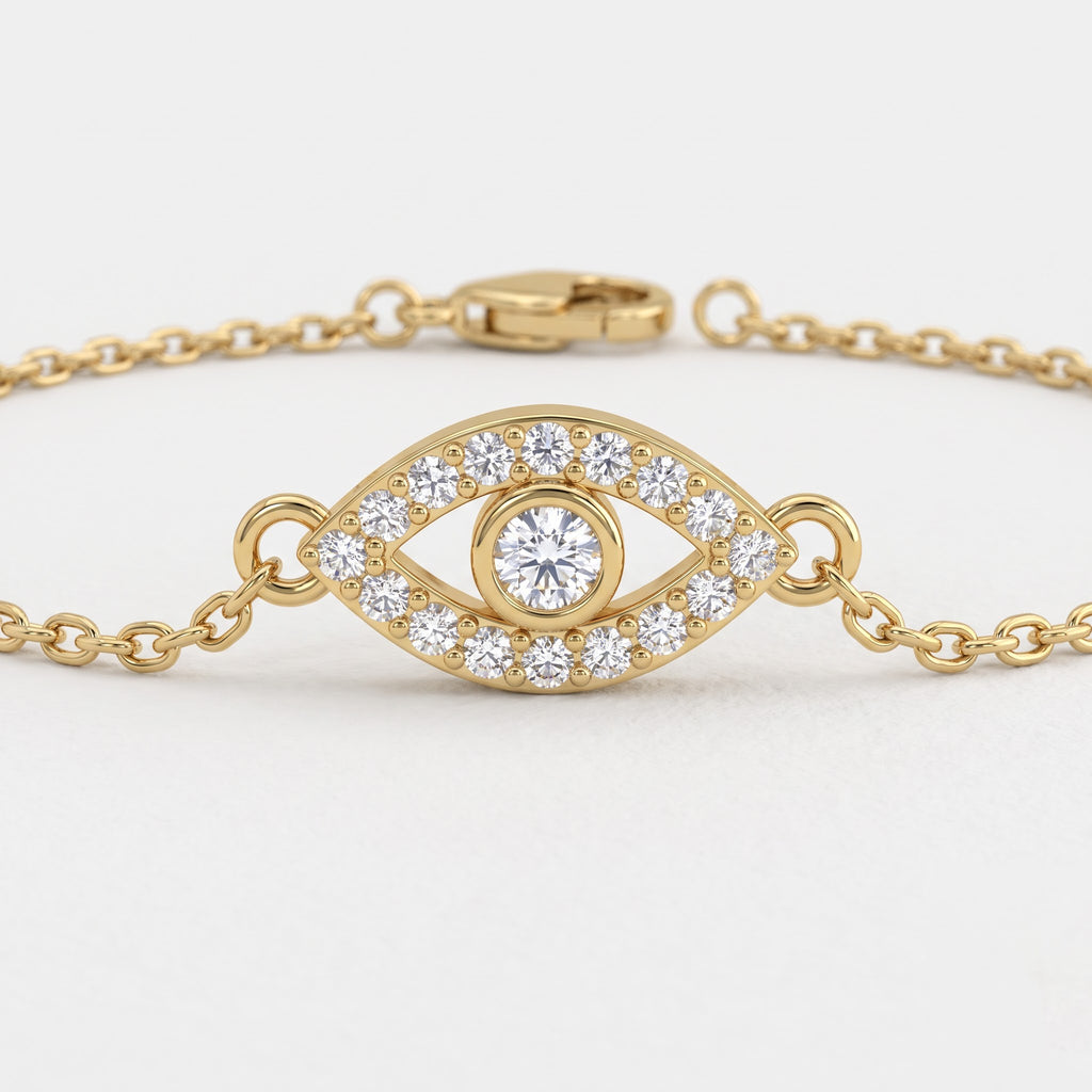 Luxe Radiance Evil Eye Round Diamond Chain Bracelet