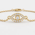 Luxe Radiance Evil Eye Round Diamond Chain Bracelet