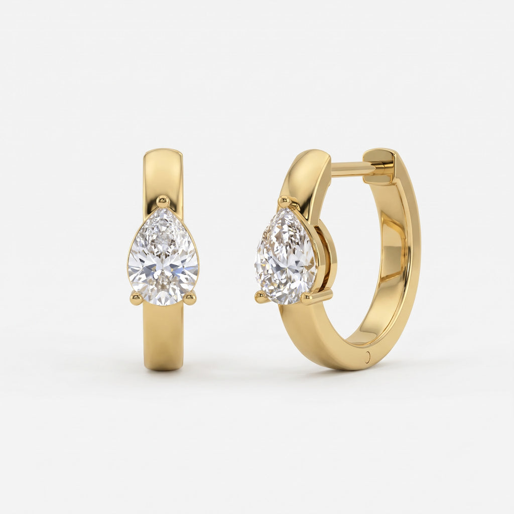 Aurielle Teardrop Pear Diamond huggie Hoops Earring