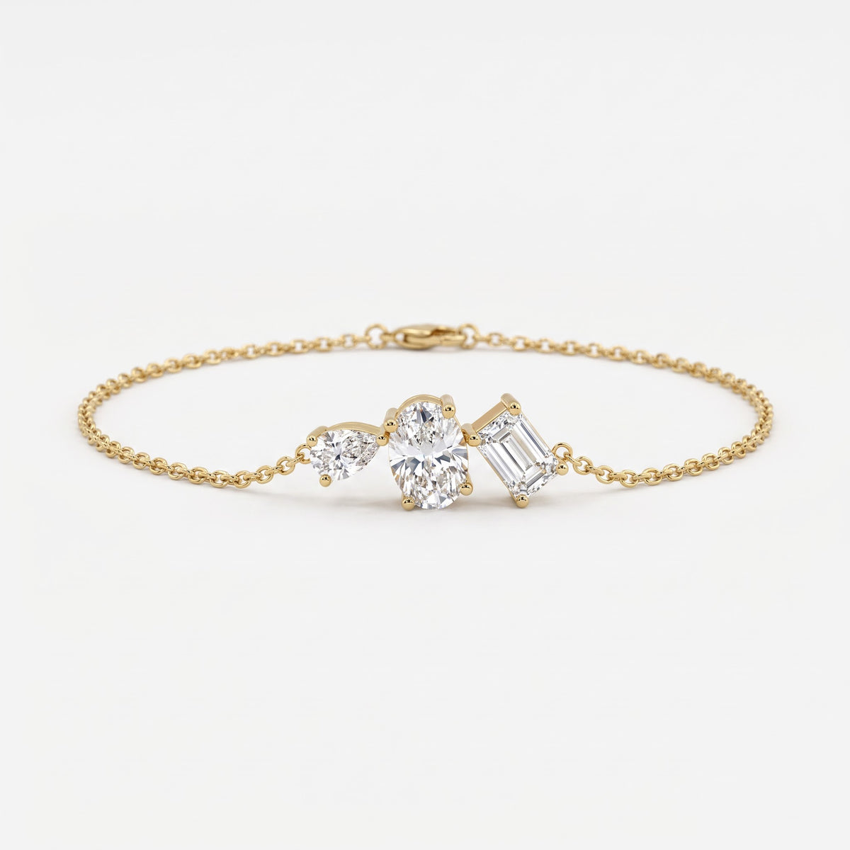 Luxe Lumière Three-Stone Chain Bracelet