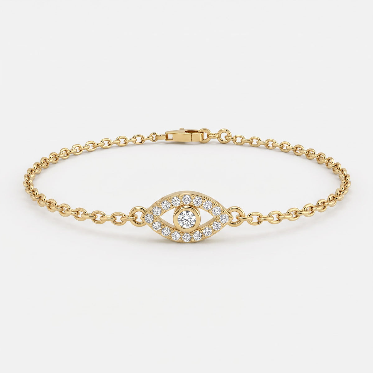 Luxe Radiance Evil Eye Round Diamond Chain Bracelet