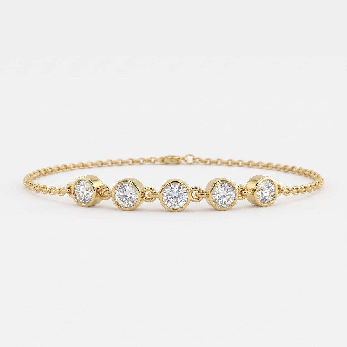 Elegance Five-Stone Round Diamond Chain Bracelet