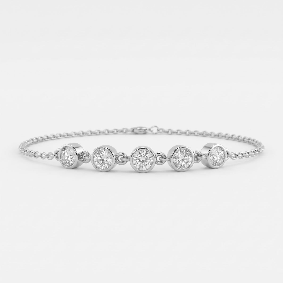 Elegance Five-Stone Round Diamond Chain Bracelet