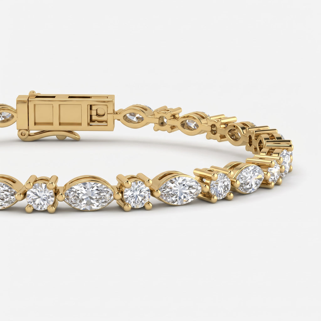 Celestial Radiance Marquise & Round Diamond Tennis Bracelet