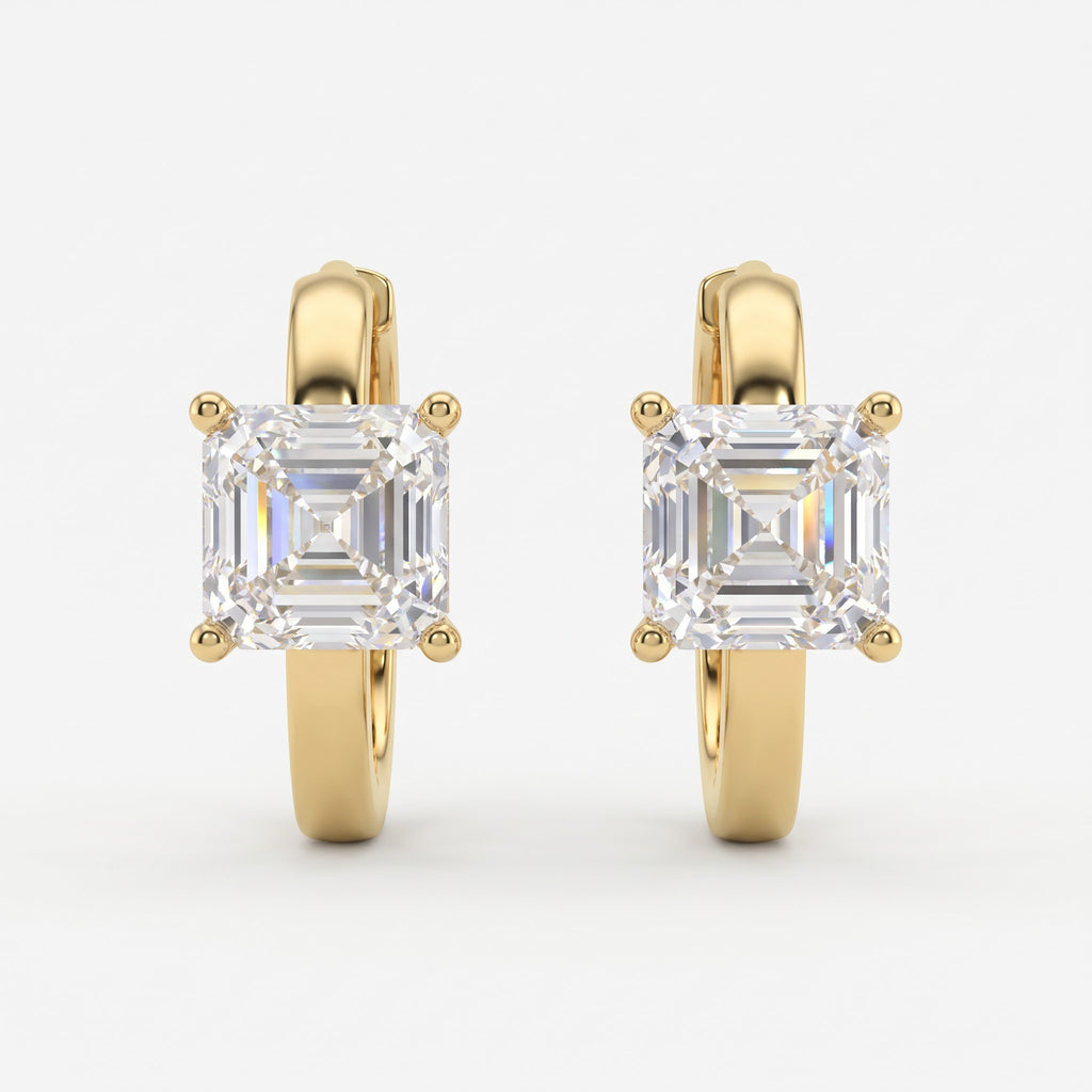 Aurelia Crystal Asscher Diamond huggie Hoops Earrings