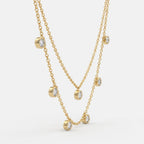 Double-Layer Round Diamond Bezel Fashion Necklace