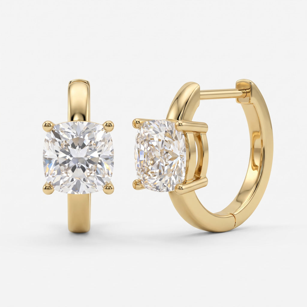 Celestine Cushion Diamond Glow Huggie Hoops Earrings