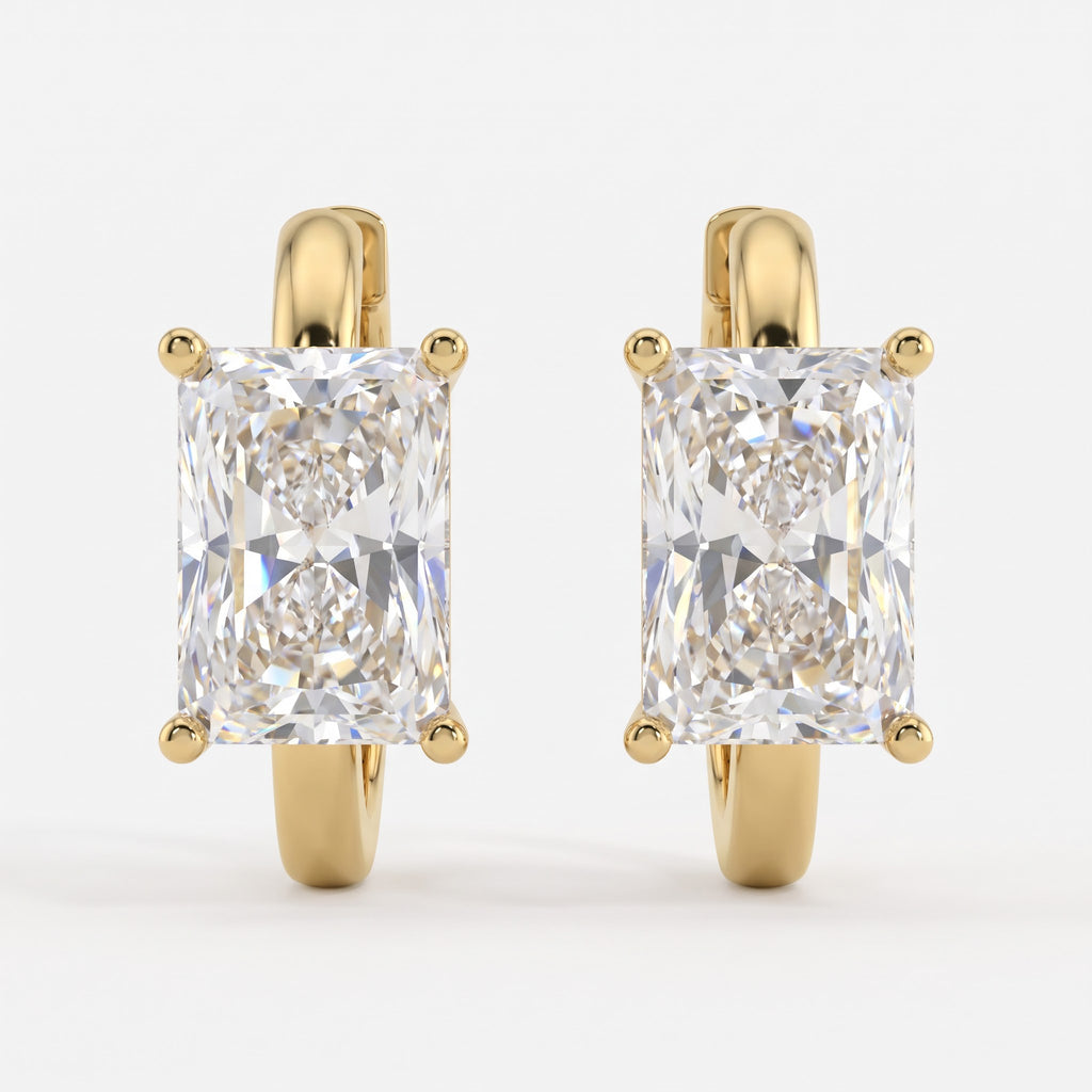 Celestine Radiant Cut Diamond Huggie Hoops Earrings