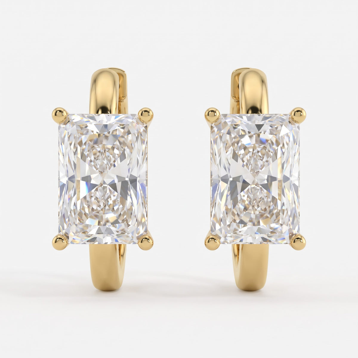 Celestine Radiant Cut Diamond Huggie Hoops Earrings