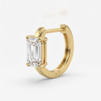 Modern Emerald Cut Diamond Huggie Hoops Earrings