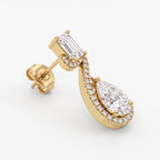 Celestia Luxe Emerald & Pear Cut Diamond Twist Fashion Earrings
