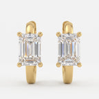 Modern Emerald Cut Diamond Huggie Hoops Earrings