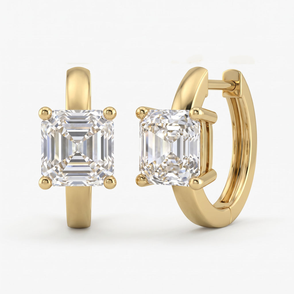 Aurelia Crystal Asscher Diamond huggie Hoops Earrings