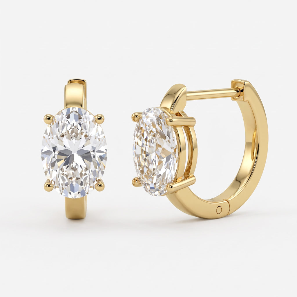 Luxury Oval Diamond Huggie Hoops Earrings