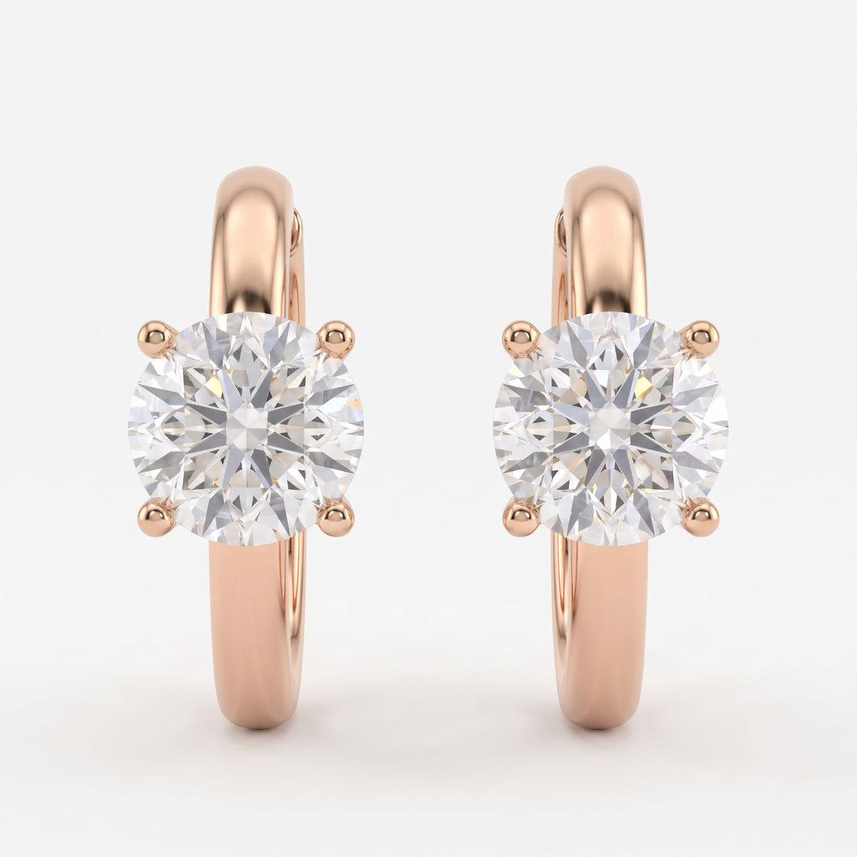 Classic Round Brilliant Diamond Huggie Hoops Earrings