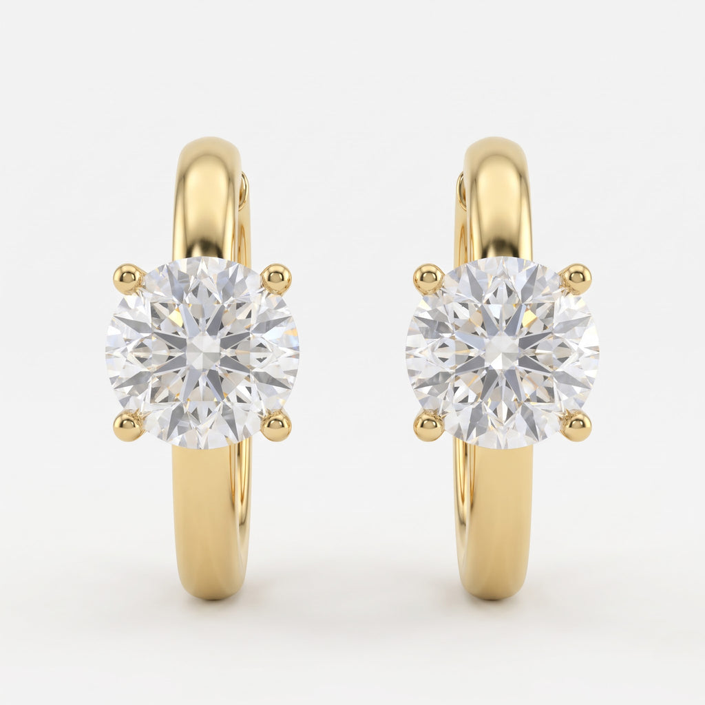 Classic Round Brilliant Diamond Huggie Hoops Earrings