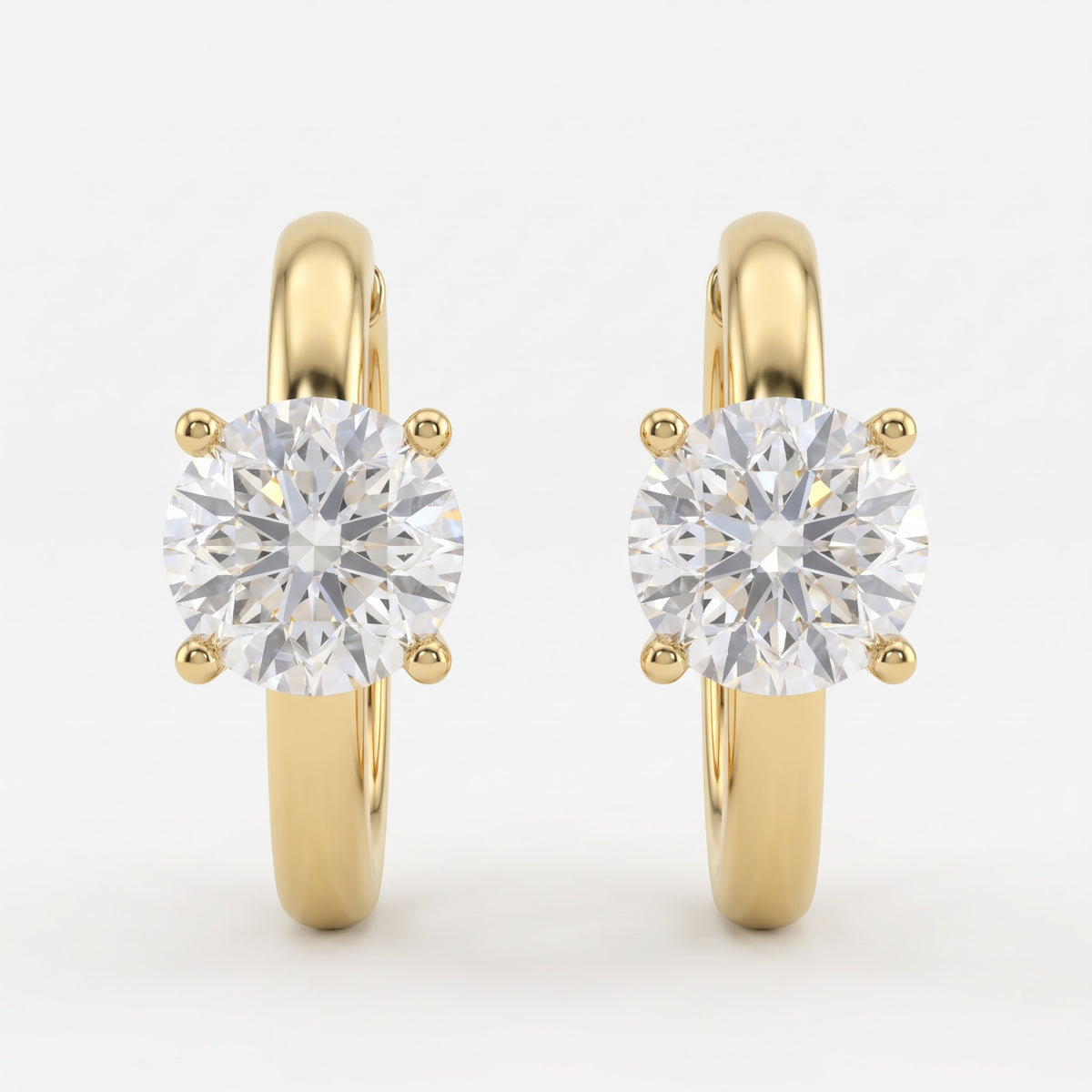 Classic Round Brilliant Diamond Huggie Hoops Earrings