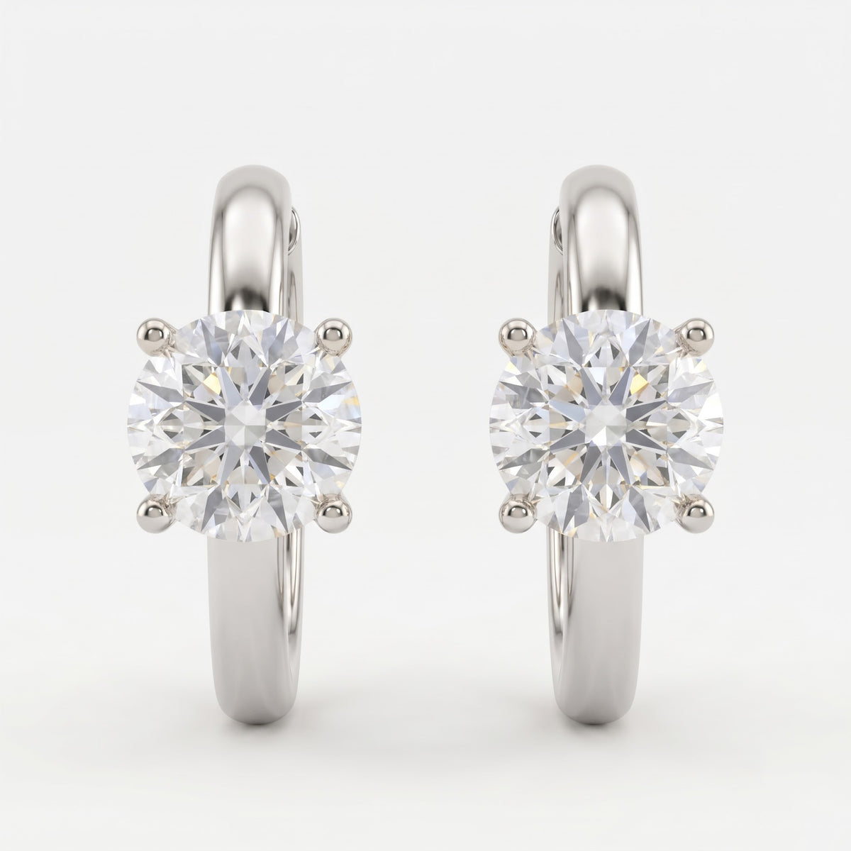 Classic Round Brilliant Diamond Huggie Hoops Earrings