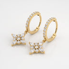 Classic Radiance Round Diamond Floral Drop Hoop Earrings