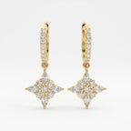 Classic Radiance Round Diamond Floral Drop Hoop Earrings