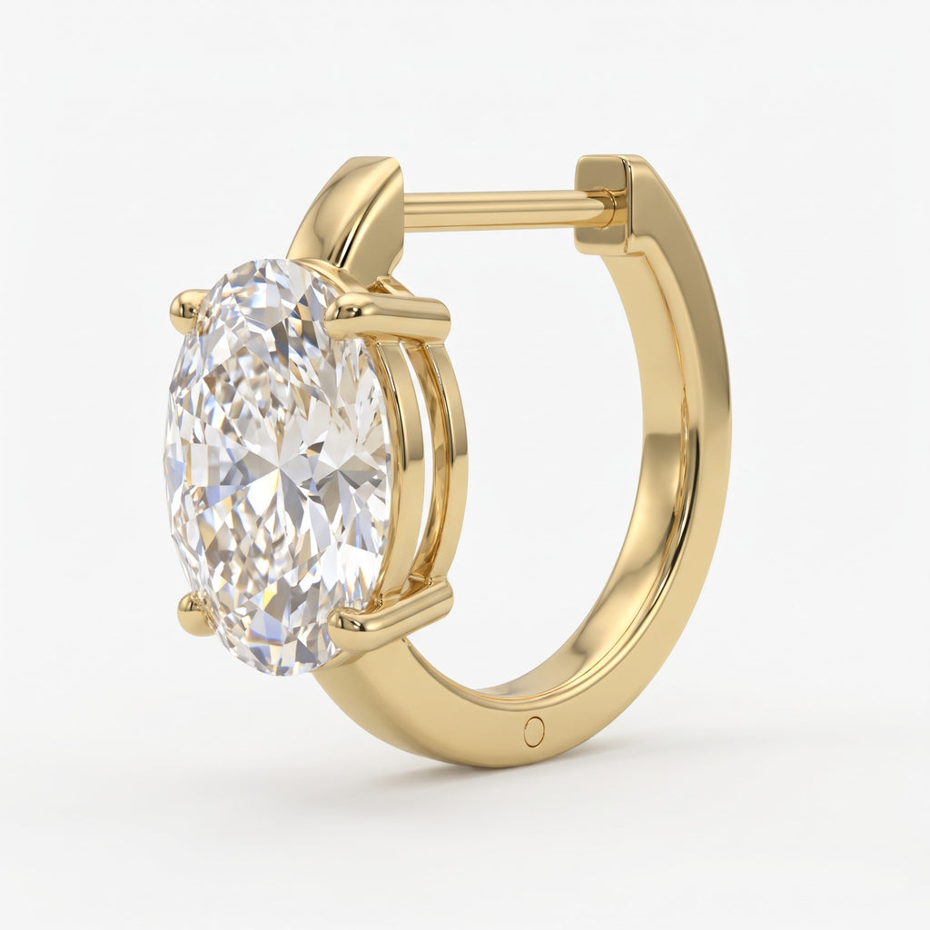 Luxury Oval Diamond Huggie Hoops Earrings
