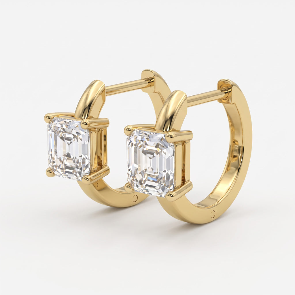 Aurelia Crystal Asscher Diamond huggie Hoops Earrings