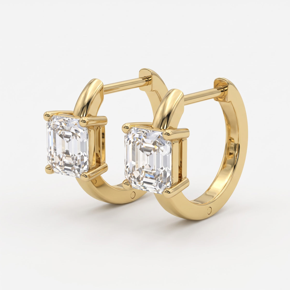 Aurelia Crystal Asscher Diamond huggie Hoops Earrings