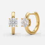 Classic Round Brilliant Diamond Huggie Hoops Earrings