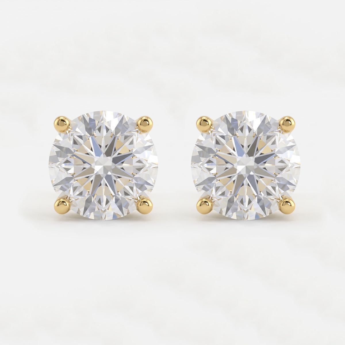 Celestia Radiance 4-Prong Round Diamond Stud Earrings