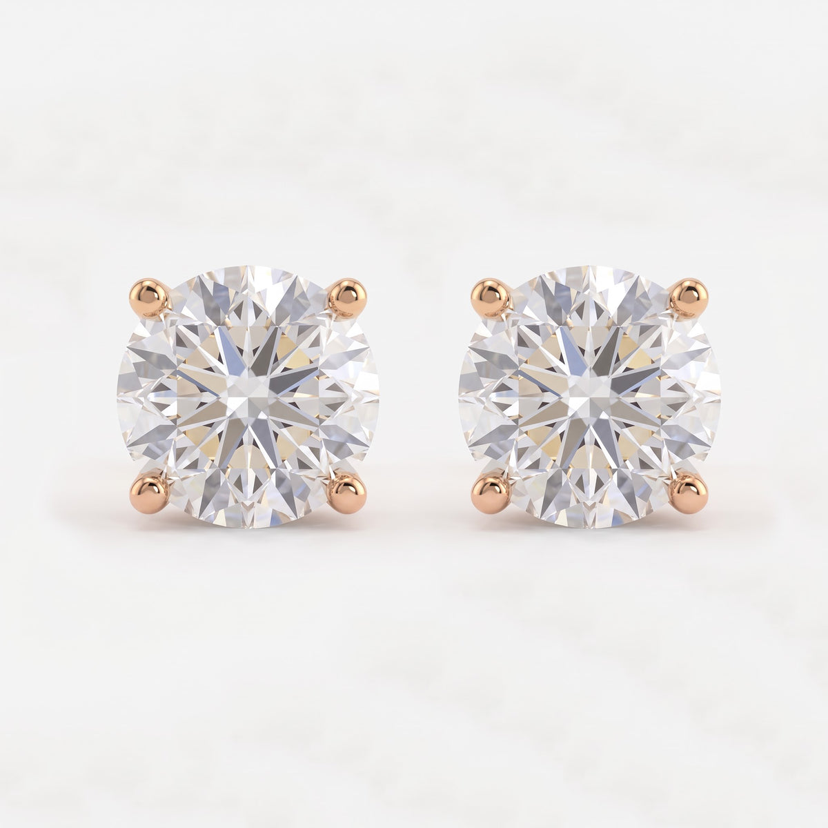 Celestia Radiance 4-Prong Round Diamond Stud Earrings