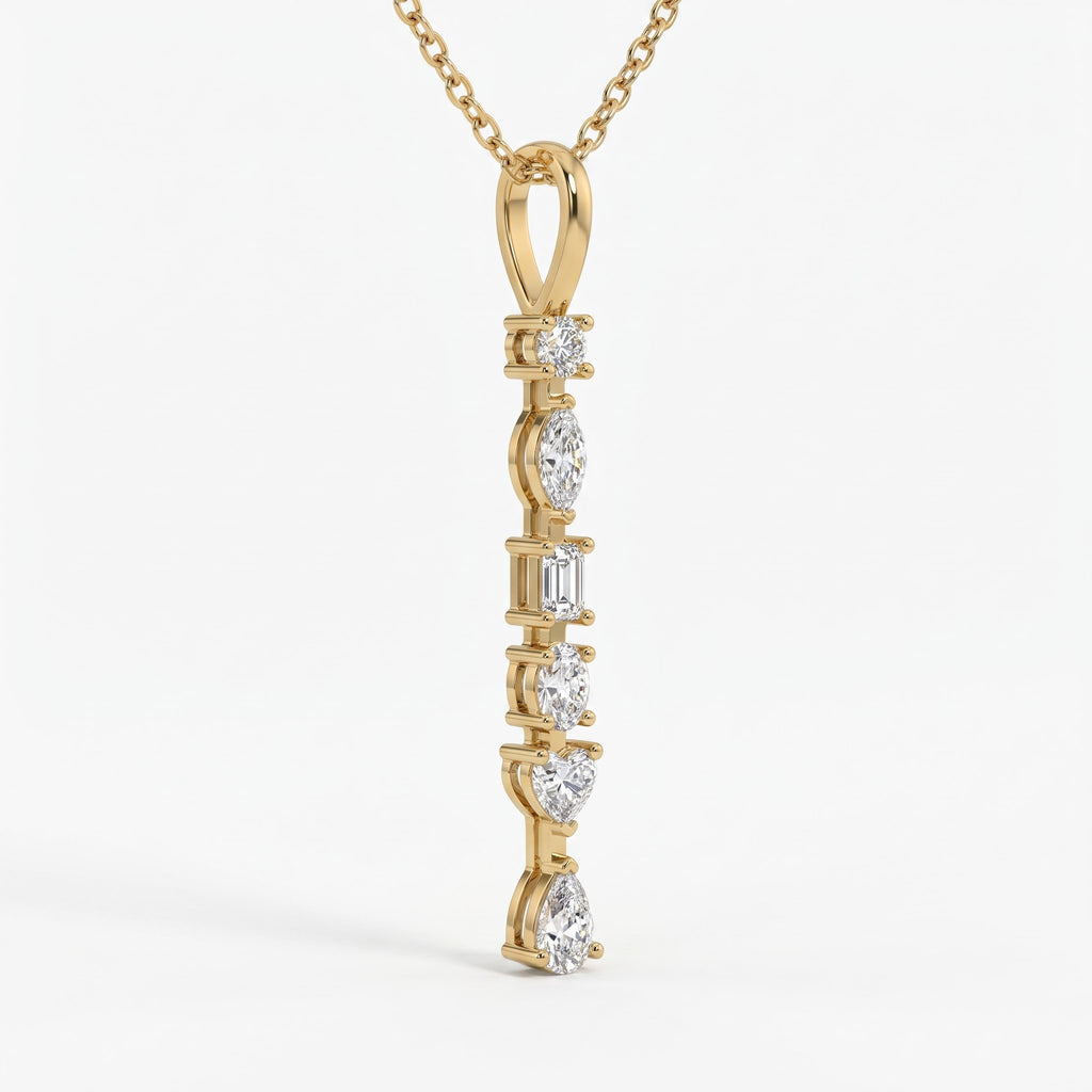 Ethereal Elegance Multi-Cut Diamond Pendant Necklace