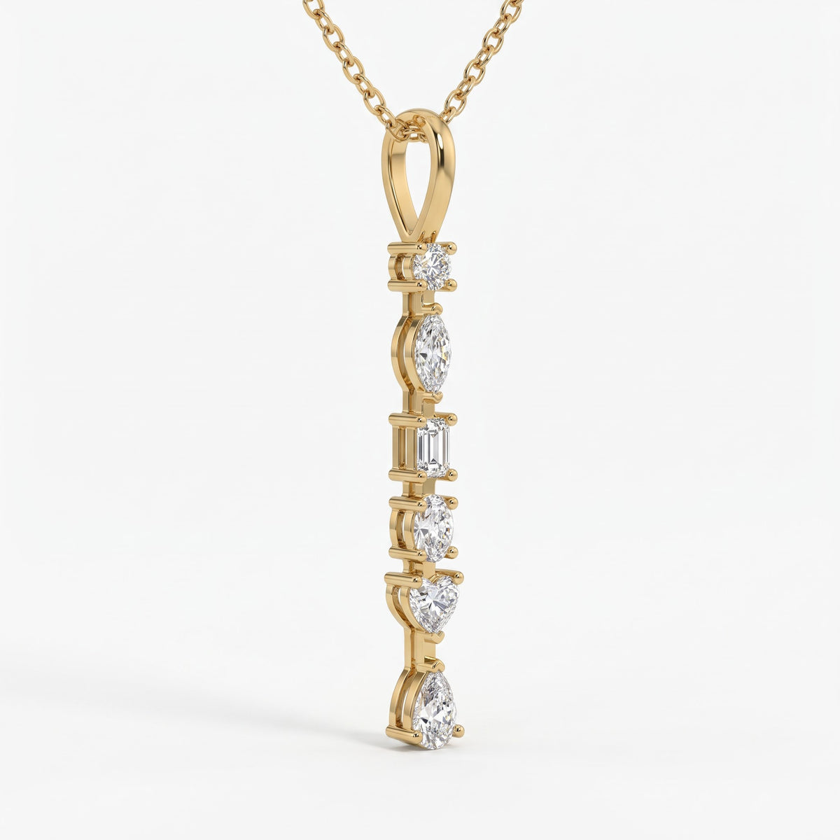 Ethereal Elegance Multi-Cut Diamond Pendant Necklace