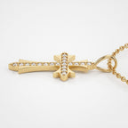 Celestial Radiance Round Diamond Cross Pendant Necklace