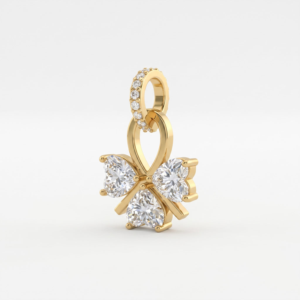 Grace Triple Heart Diamond Butterfly Pendant Necklace