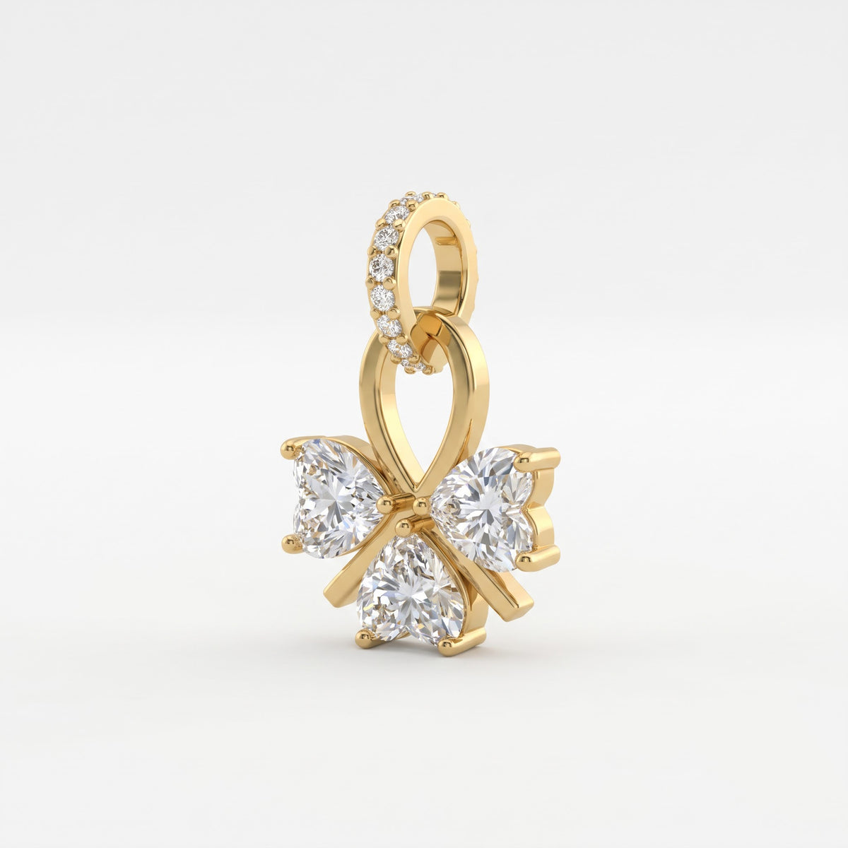 Grace Triple Heart Diamond Butterfly Pendant Necklace