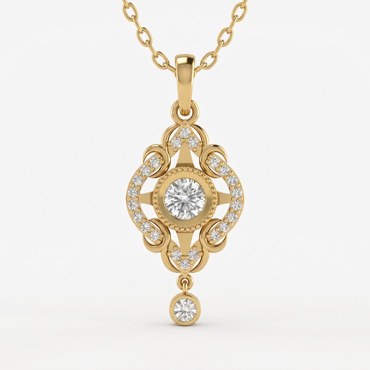 Celestia Radiance Round Diamond Pendant Necklace