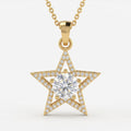 Celestial Sparkle Star Design Round Diamond Pendant Necklace