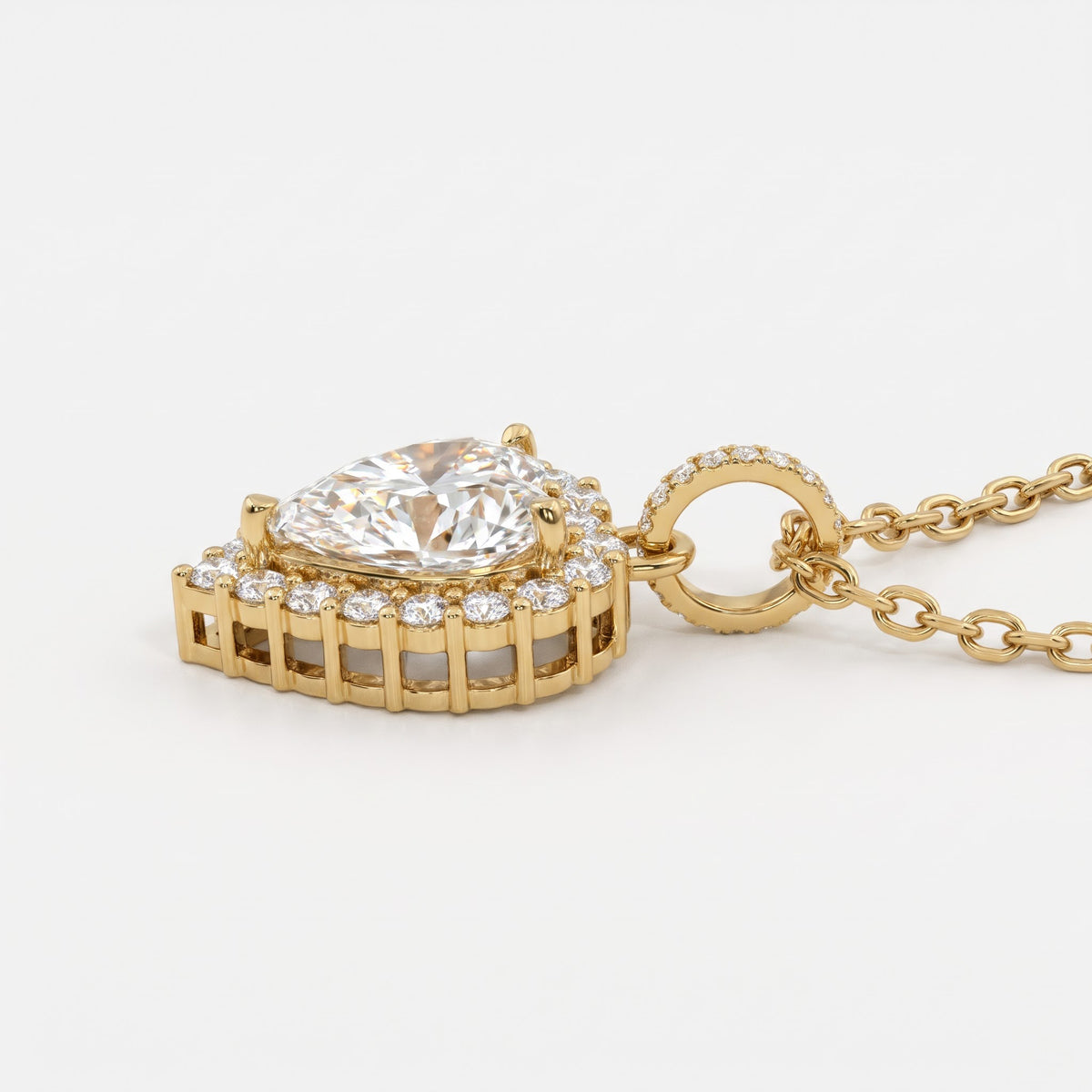 Luxury Elegant Heart Diamond Halo Pendant Necklace