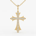 Celestial Radiance Round Diamond Cross Pendant Necklace