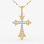 Celestial Radiance Round Diamond Cross Pendant Necklace