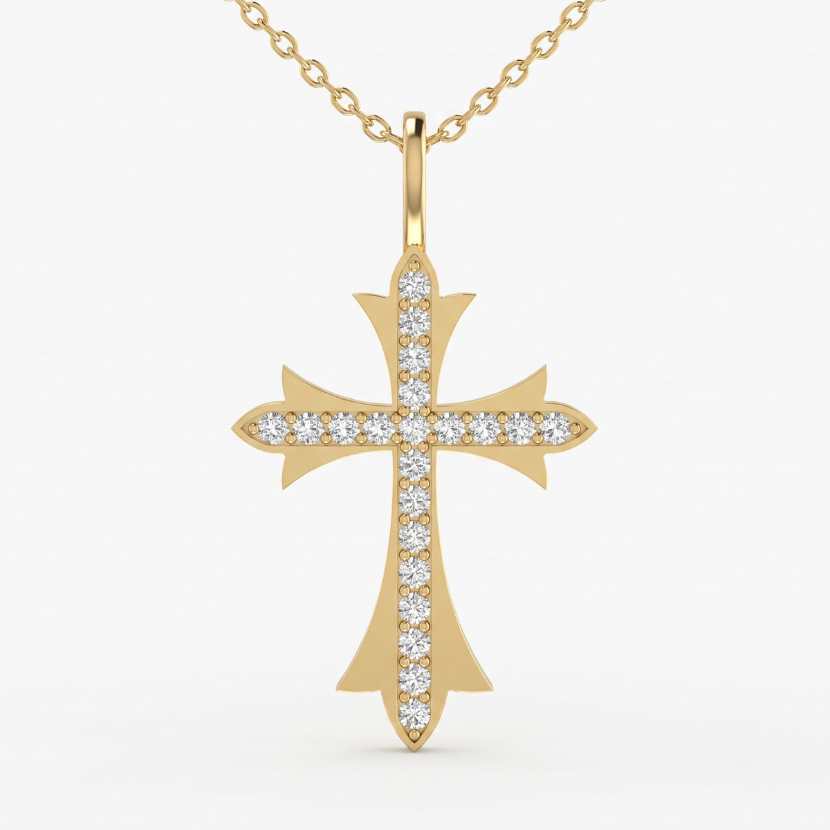 Celestial Radiance Round Diamond Cross Pendant Necklace