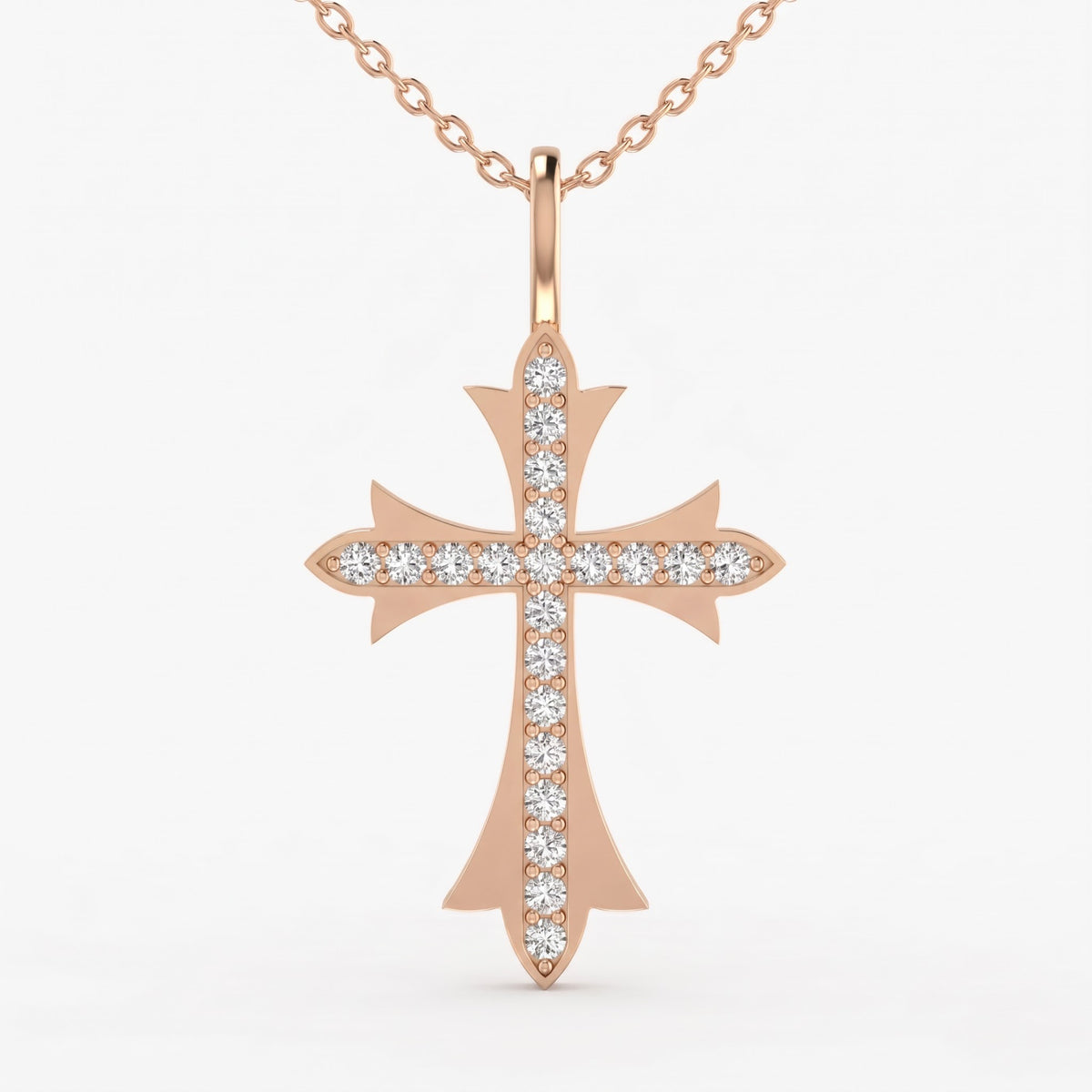 Celestial Radiance Round Diamond Cross Pendant Necklace